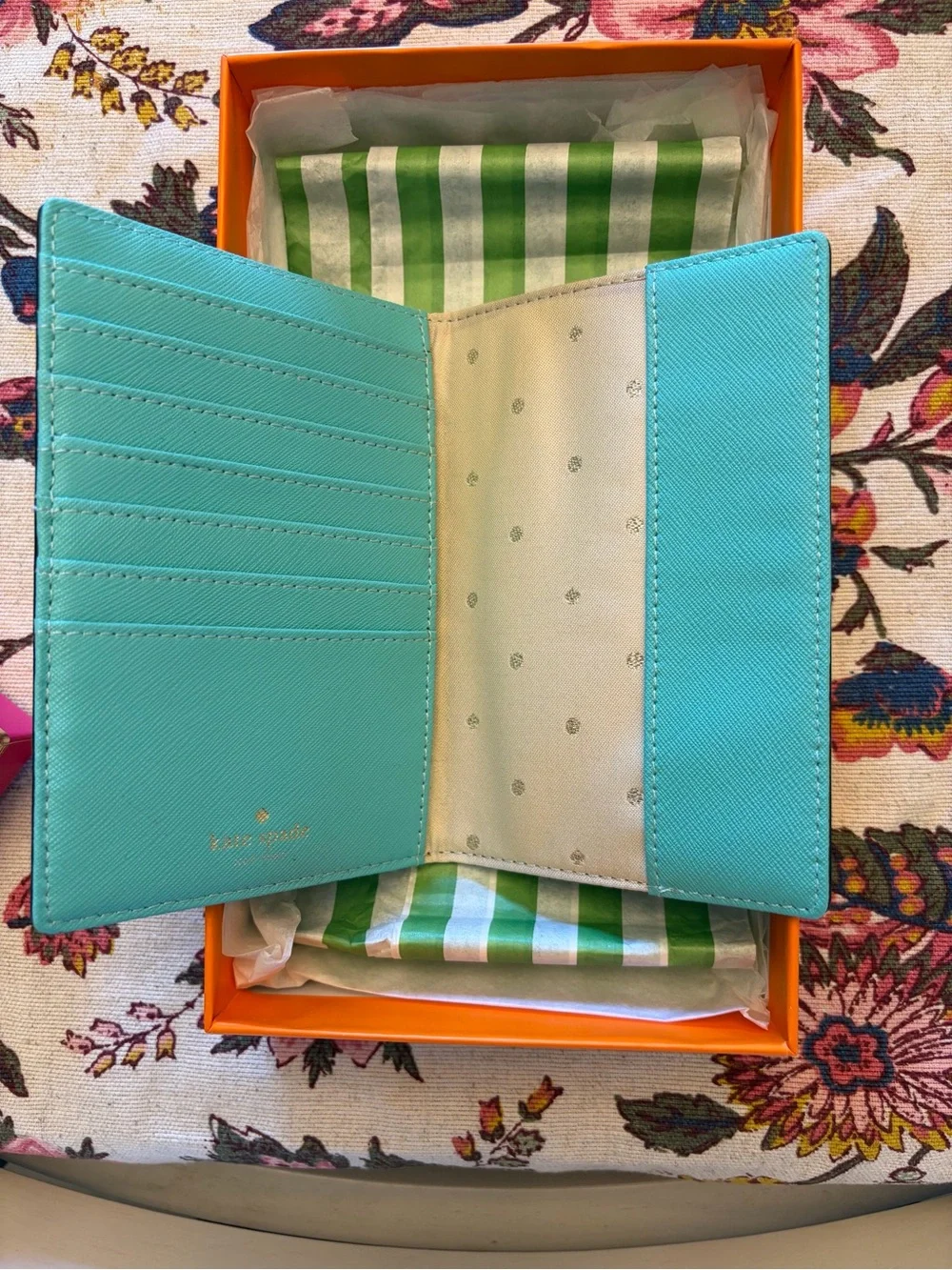Women's Teal Travel Wallet with Gold Accent